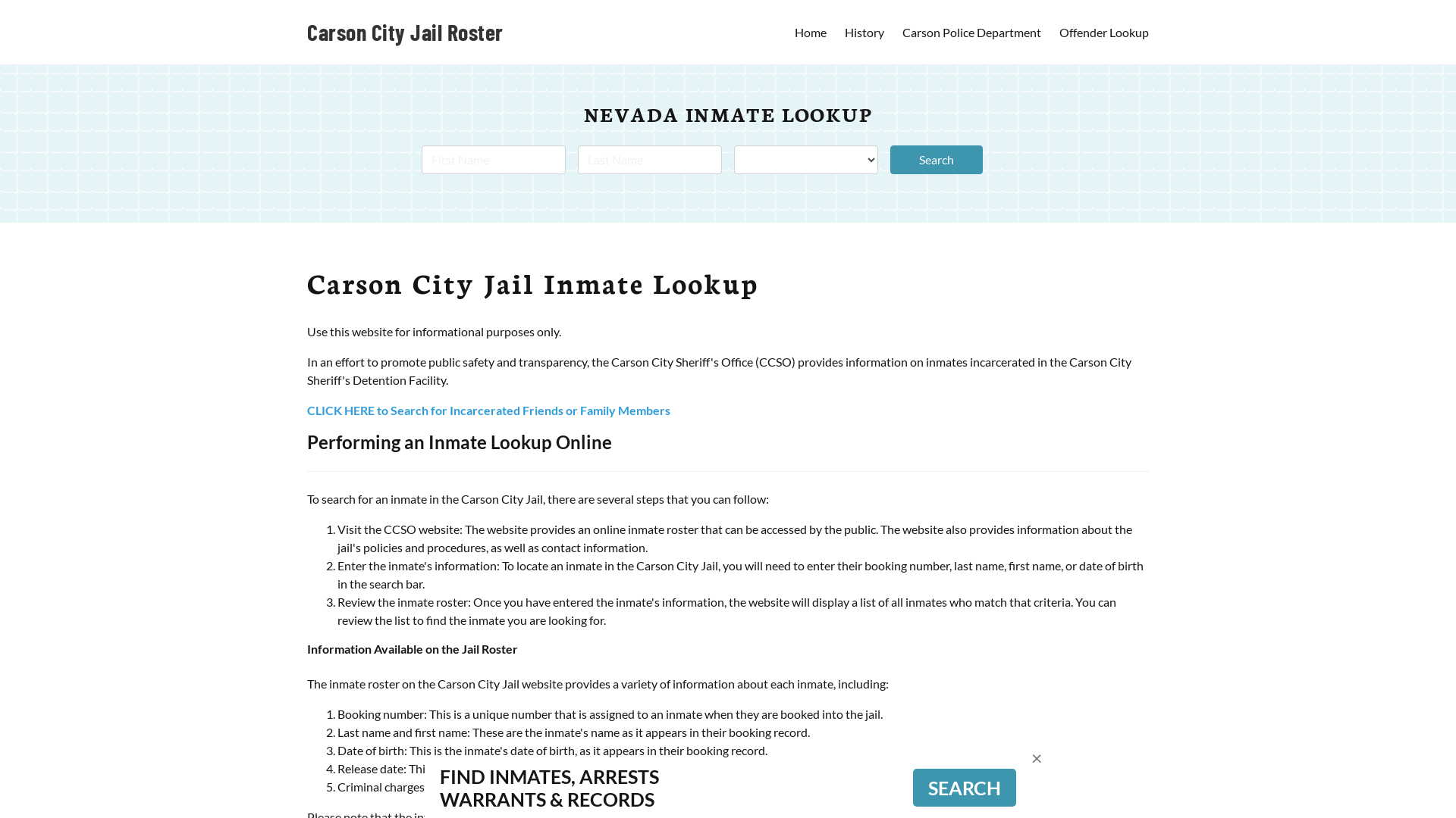 Carson City Jail, NV Inmate Search, Jail Roster, Bookings