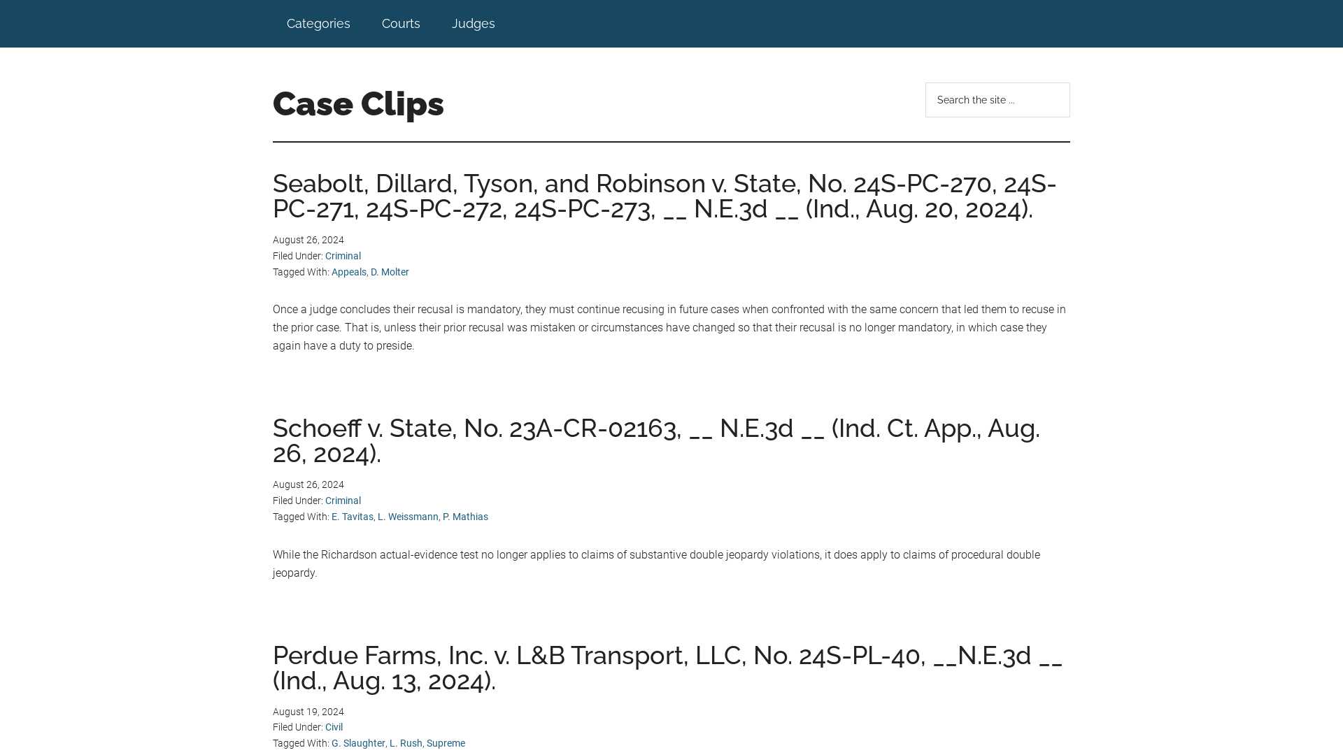 Case Clips – Published by the Indiana Office of Court Services