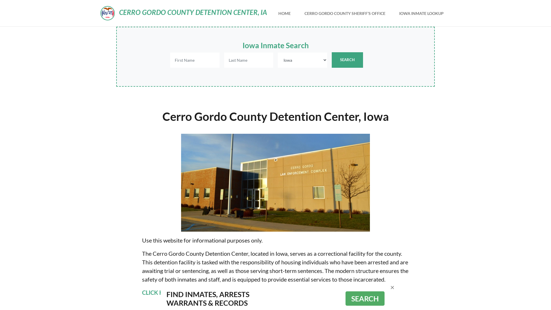 Cerro Gordo County Detention Center, IA Inmate Roster, Offender Search