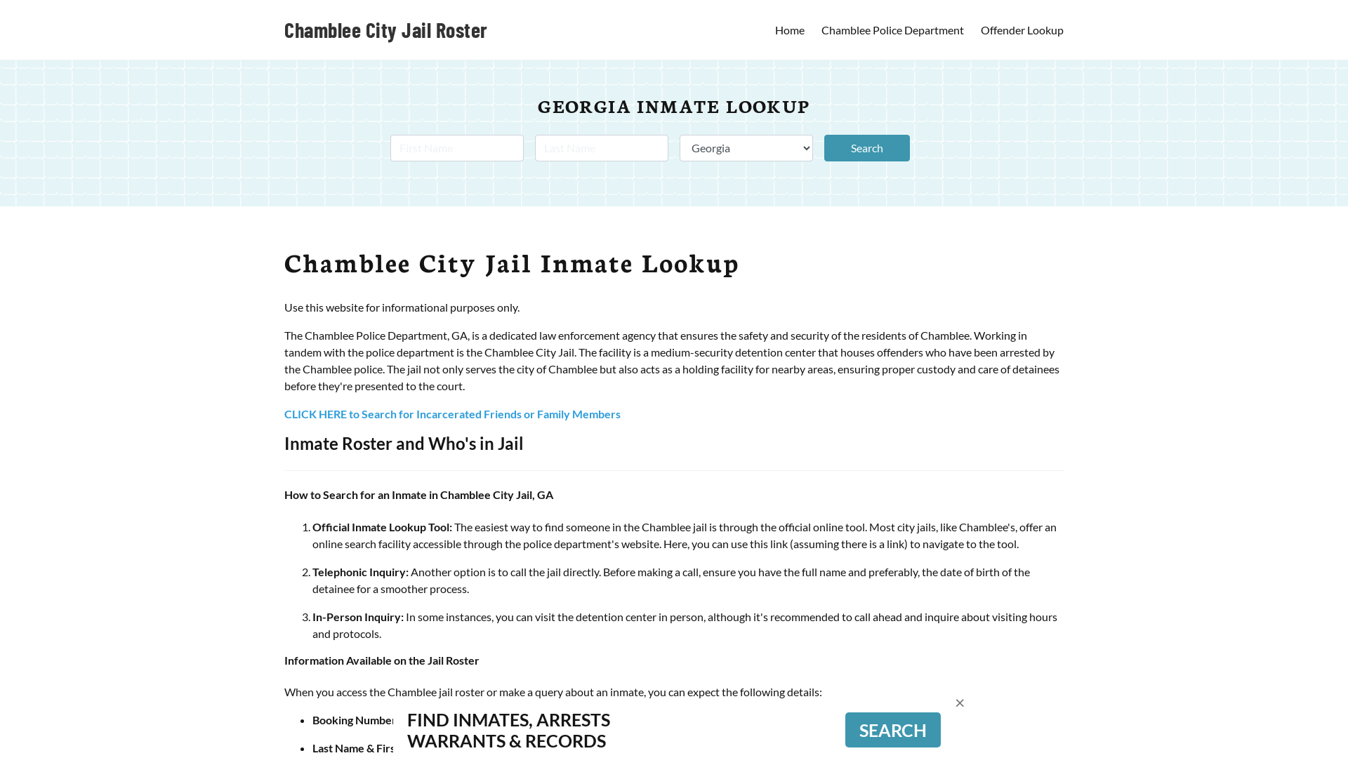 Chamblee City Jail, GA Inmate Search, Jail Roster, Bookings