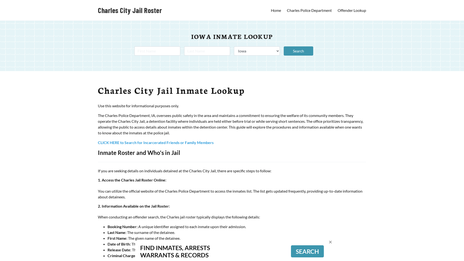 Charles City Jail, IA Inmate Search, Jail Roster, Bookings