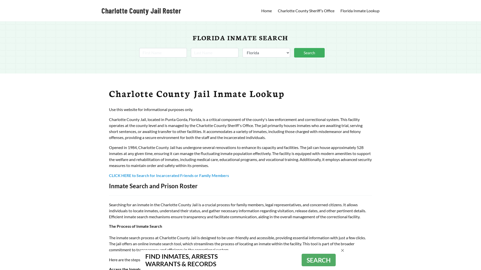 Charlotte County Jail Roster Lookup, FL, Inmate Search