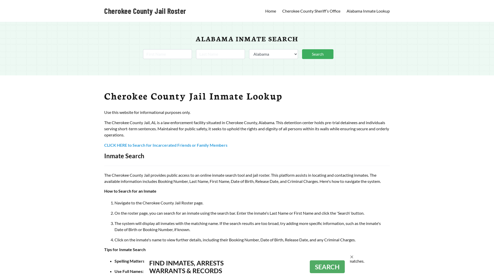 Cherokee County Jail Roster Lookup, AL, Inmate Search