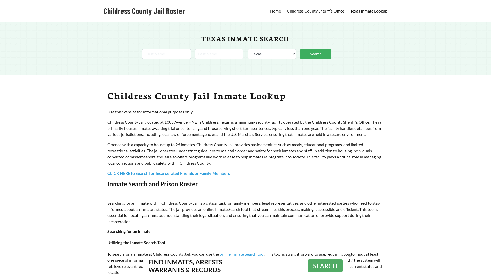 Childress County Jail Roster Lookup, TX, Inmate Search