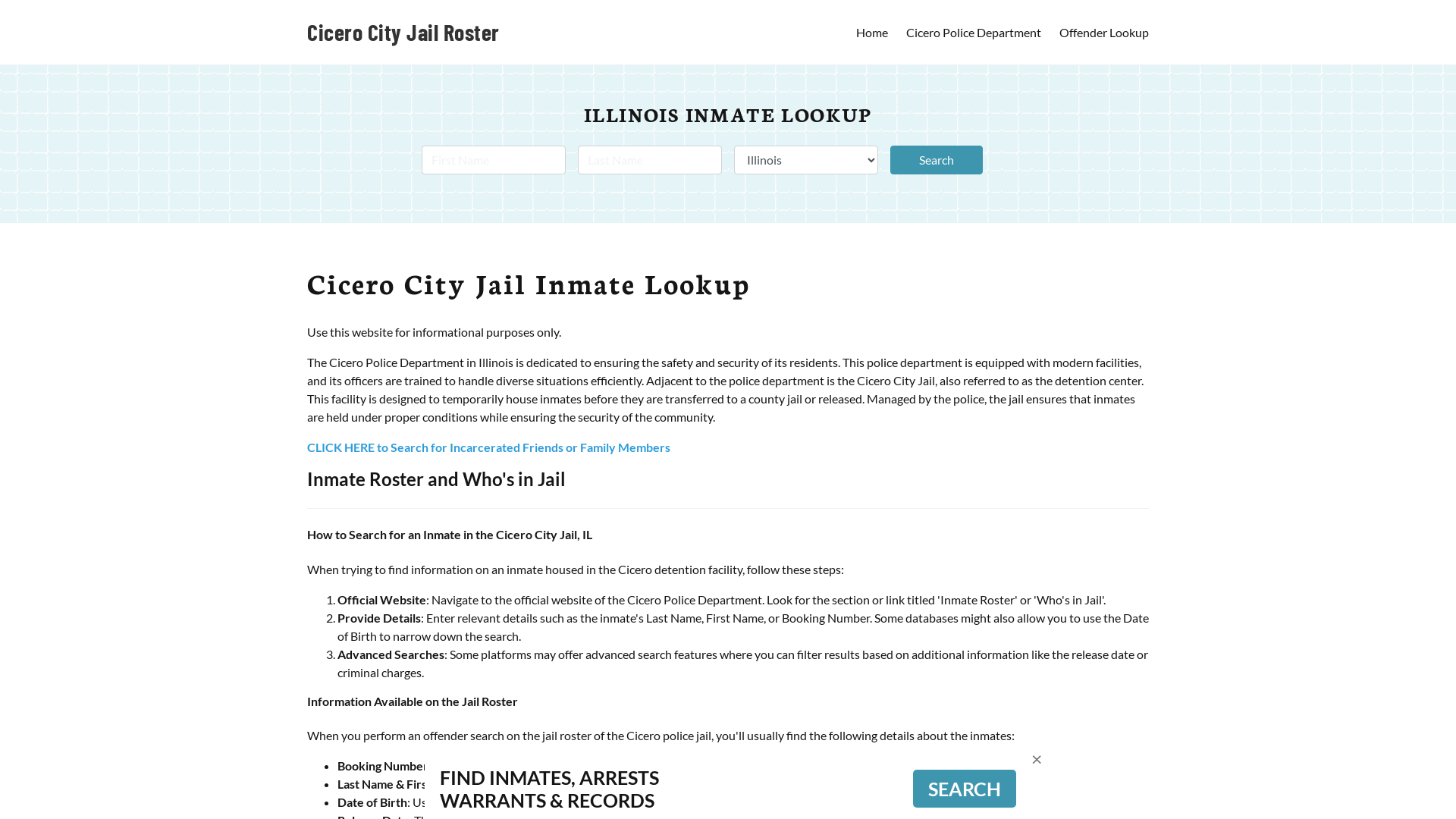 Cicero City Jail, IL Inmate Search, Jail Roster, Bookings