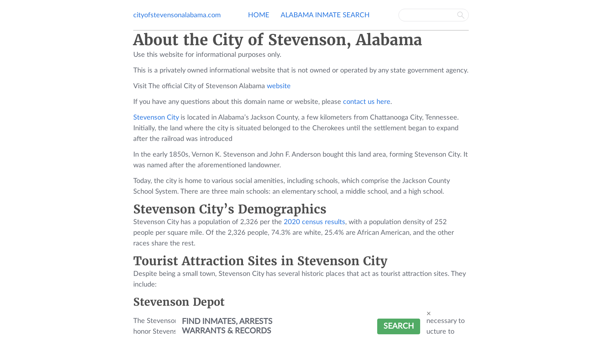 About the City of Stevenson, Alabama