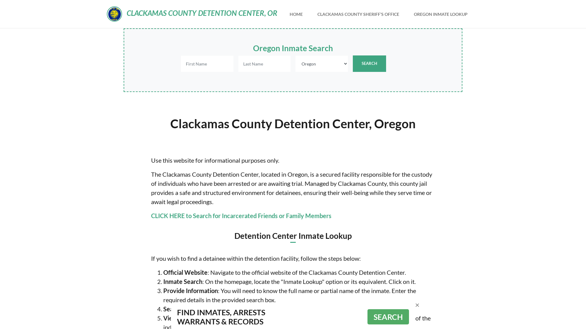 Clackamas County Detention Center, OR Inmate Roster, Offender Search