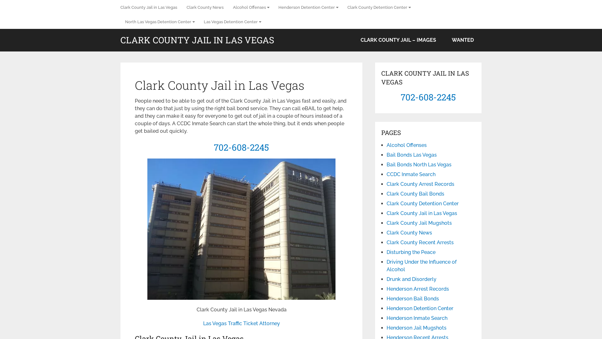 Clark County Jail in Las Vegas Nevada - Search for Inmates 702-608-2245