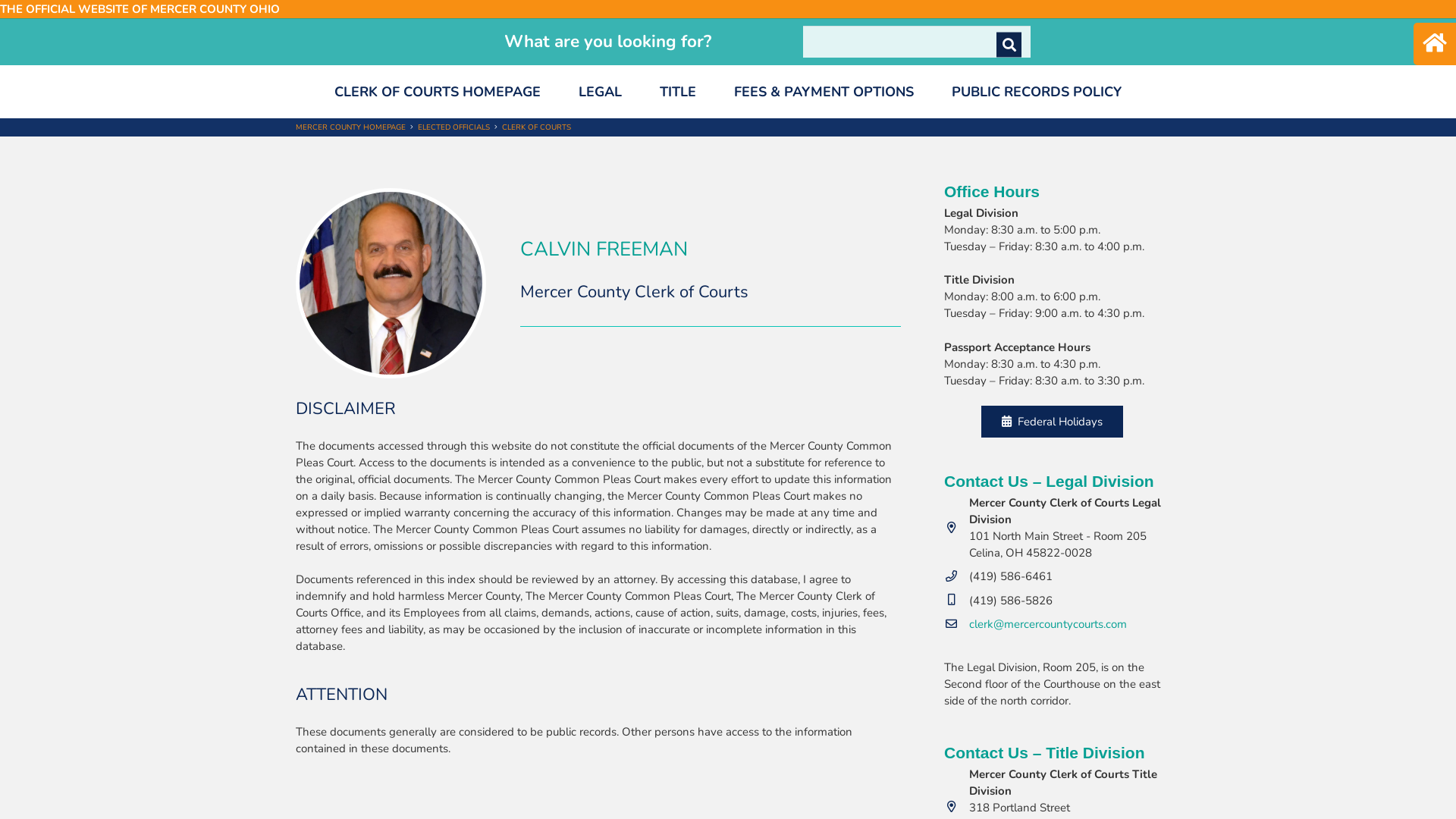 Clerk of Courts | Official Mercer County, Ohio Government Website