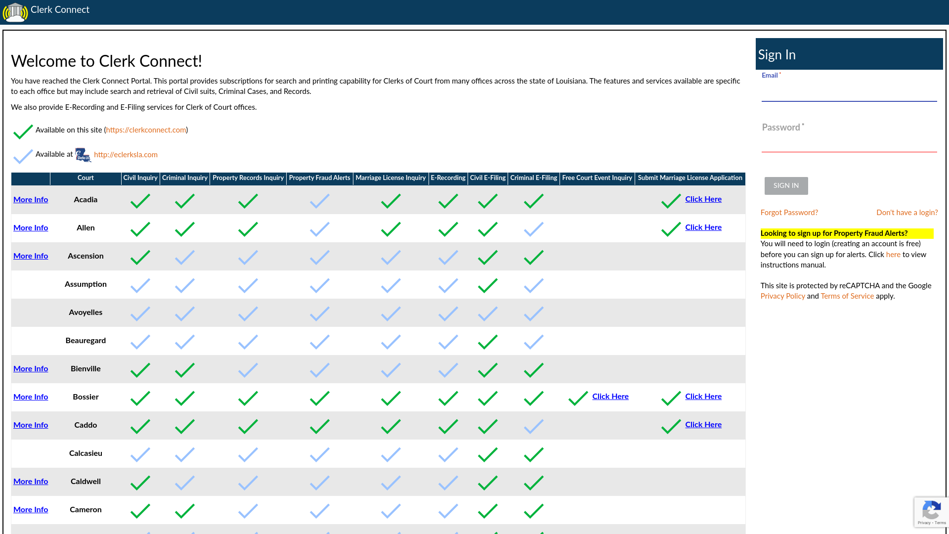 Clerk Connect - a Multi-Parish Clerk of Court online access portal