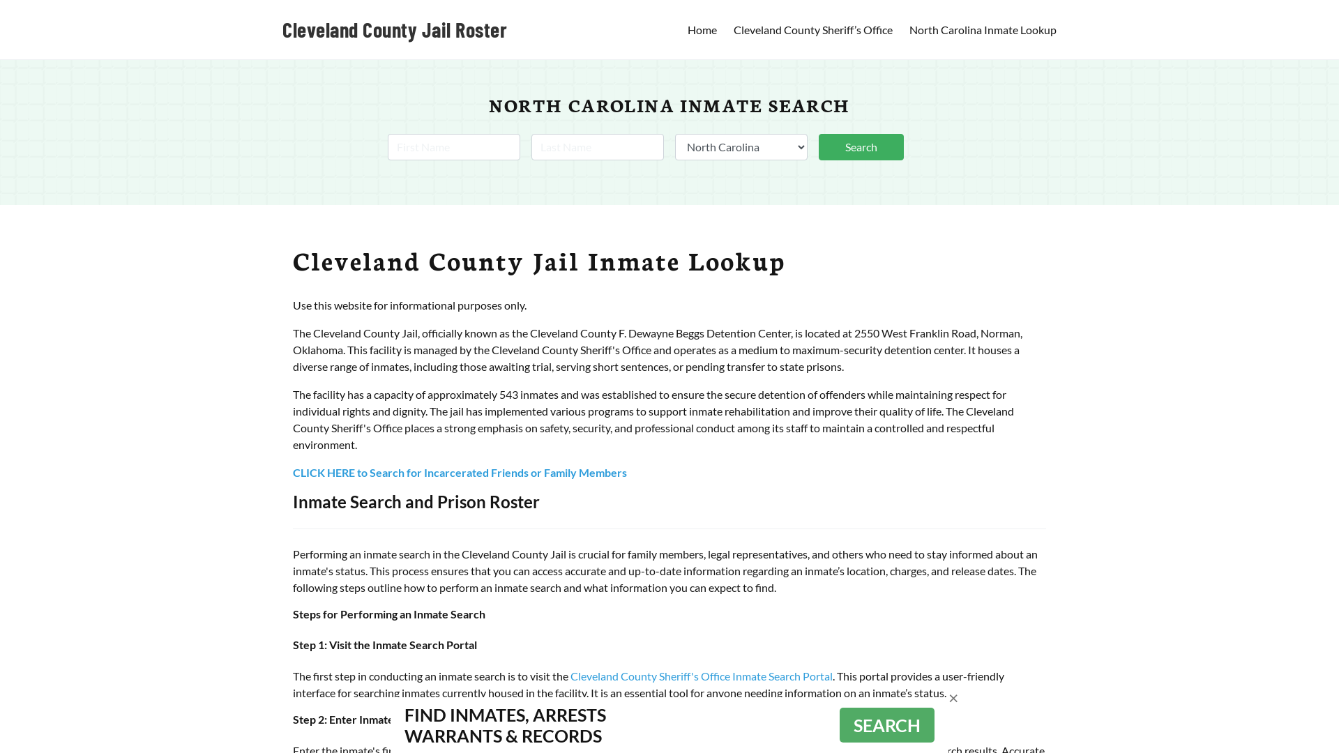 Cleveland County Jail Roster Lookup, NC, Inmate Search