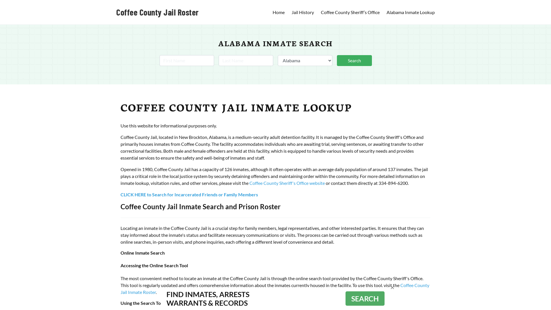 Coffee County Jail Roster Lookup, AL, Inmate Search