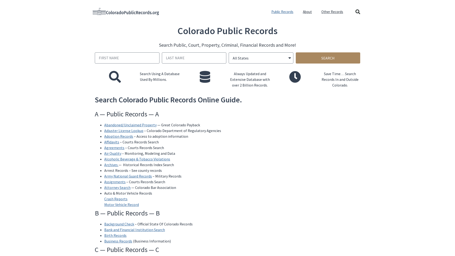 State of Colorado Public Records Guide: ColoradoPublicRecords.org