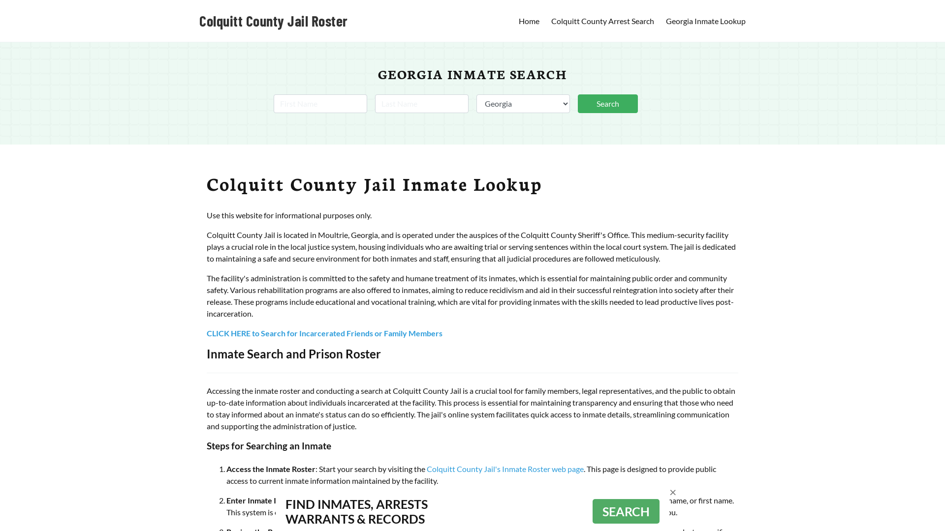 Colquitt County Jail Roster Lookup, GA, Inmate Search