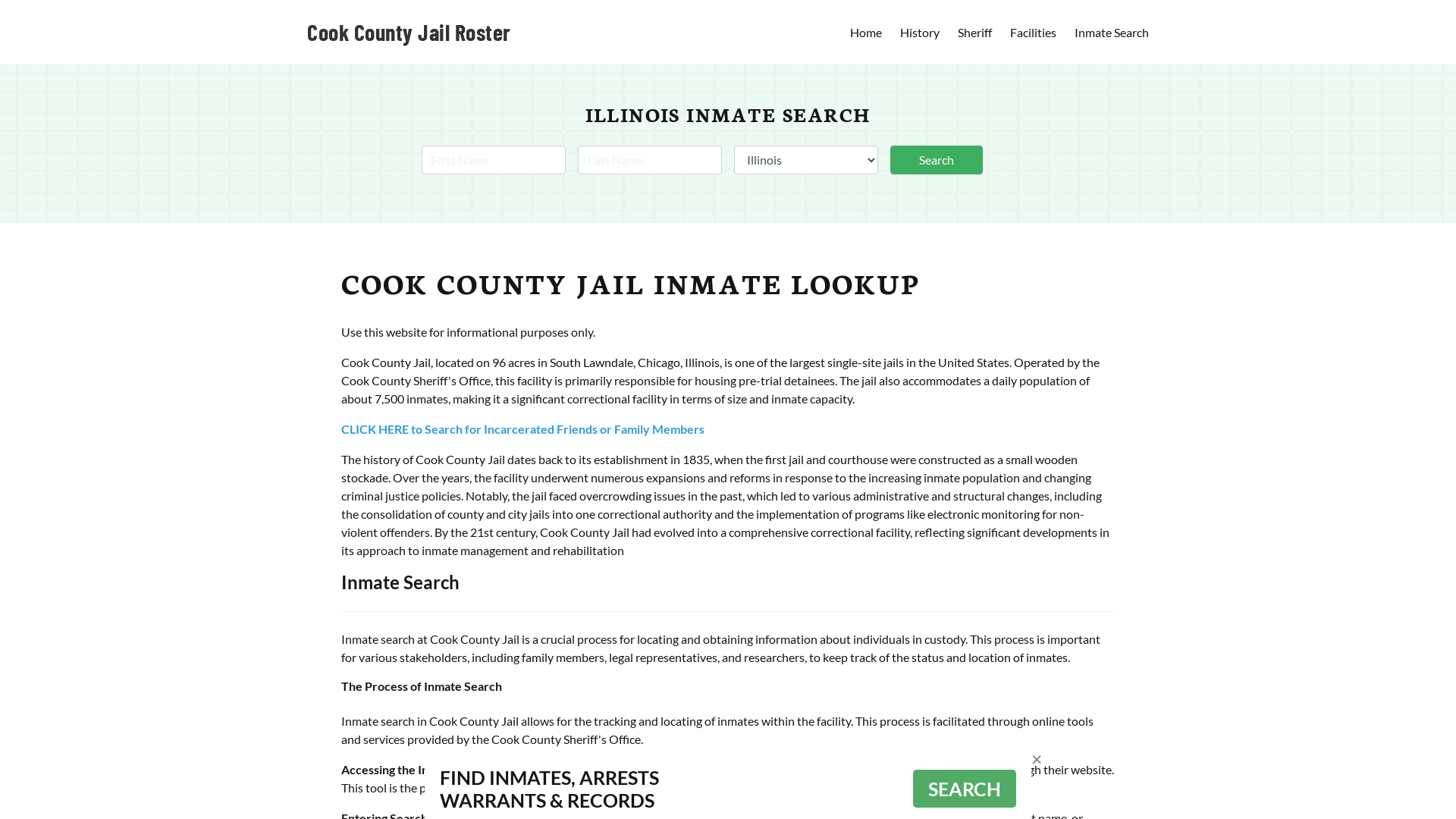 Cook County Jail Roster Lookup, IL, Inmate Search