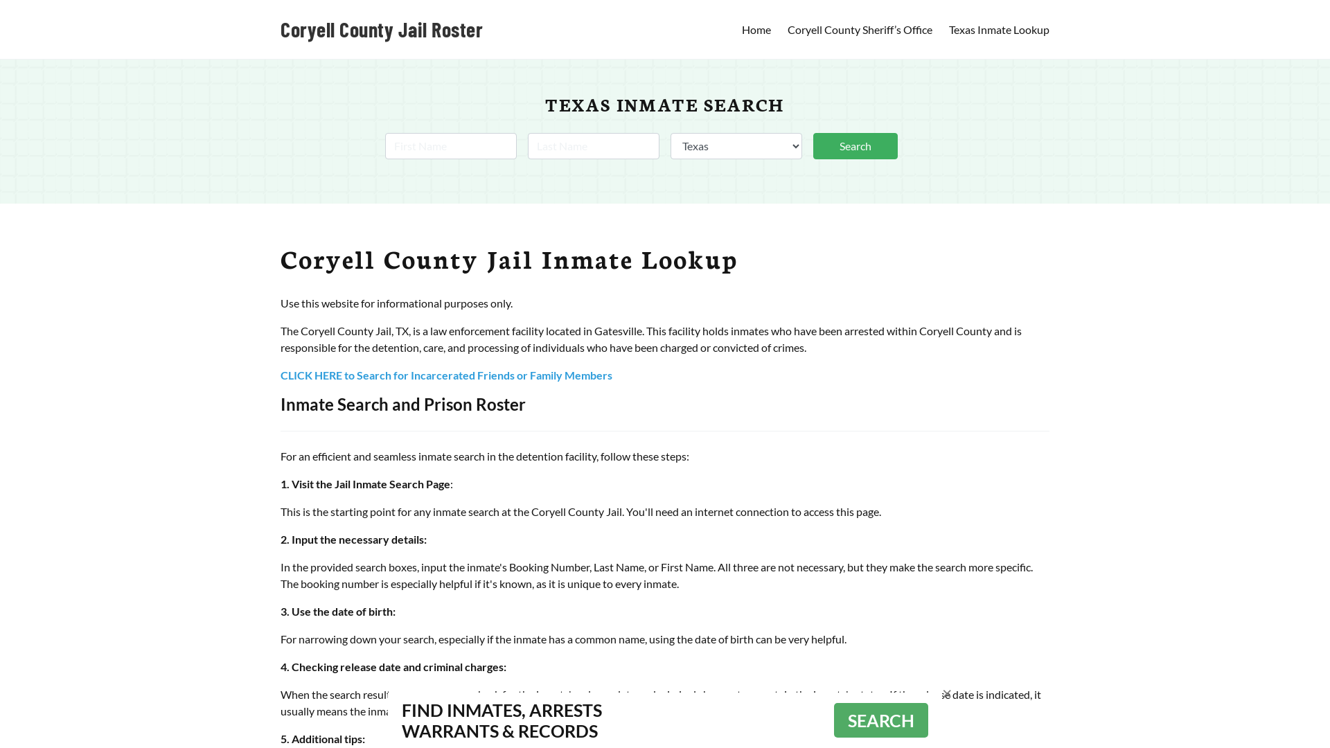 Coryell County Jail Roster Lookup, TX, Inmate Search