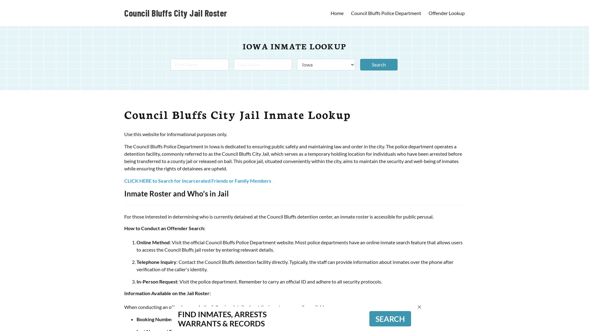 Council Bluffs City Jail, IA Inmate Search, Jail Roster, Bookings