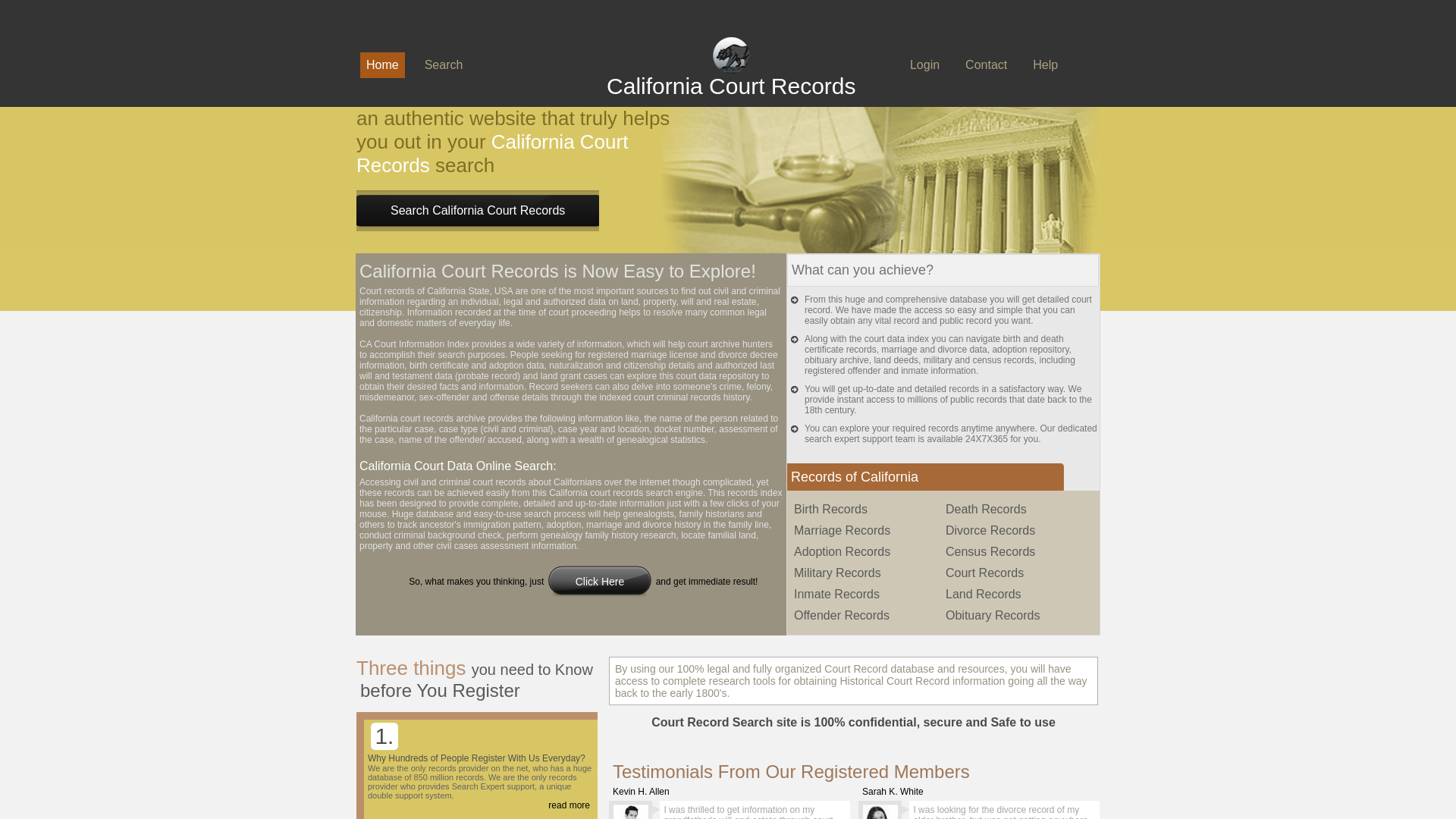 California State Court records. Online CA Court Record.