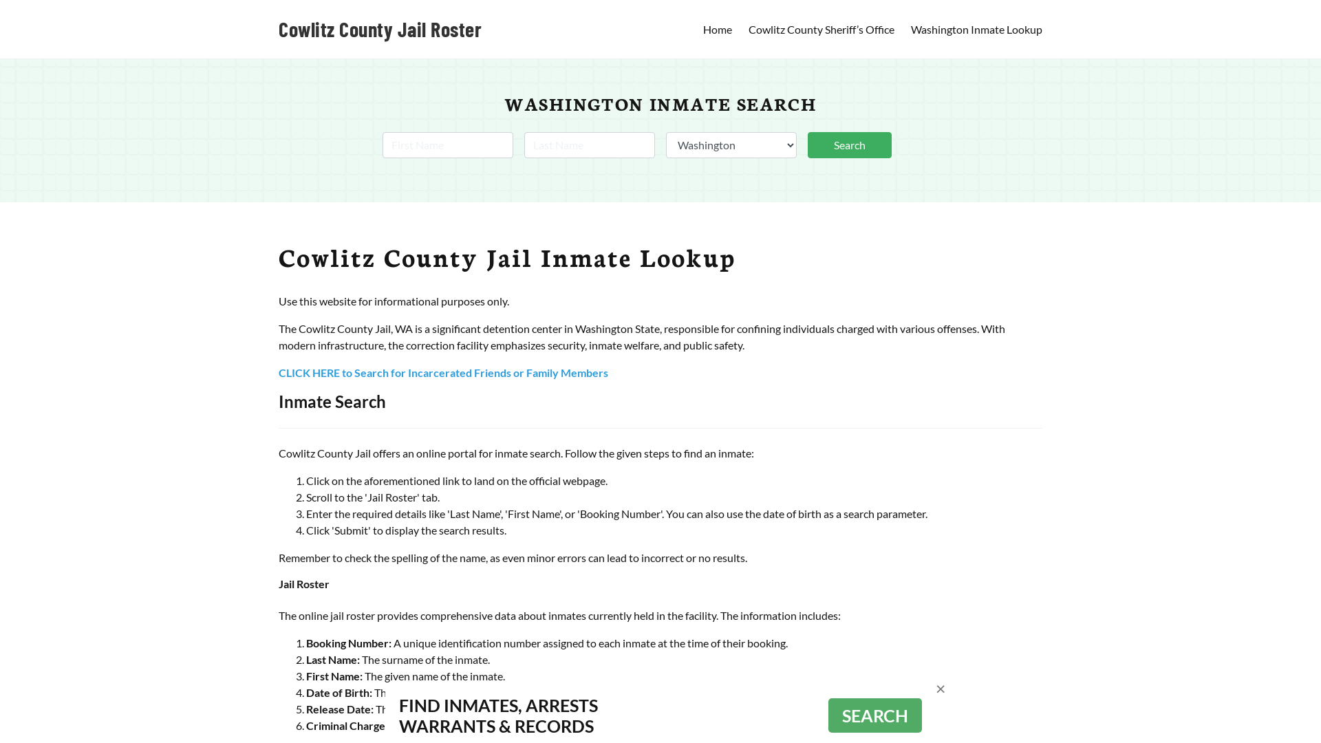 Cowlitz County Jail Roster Lookup, WA, Inmate Search