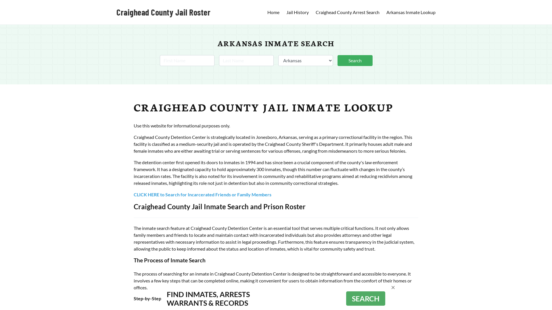 Craighead County Jail Roster Lookup, AR, Inmate Search