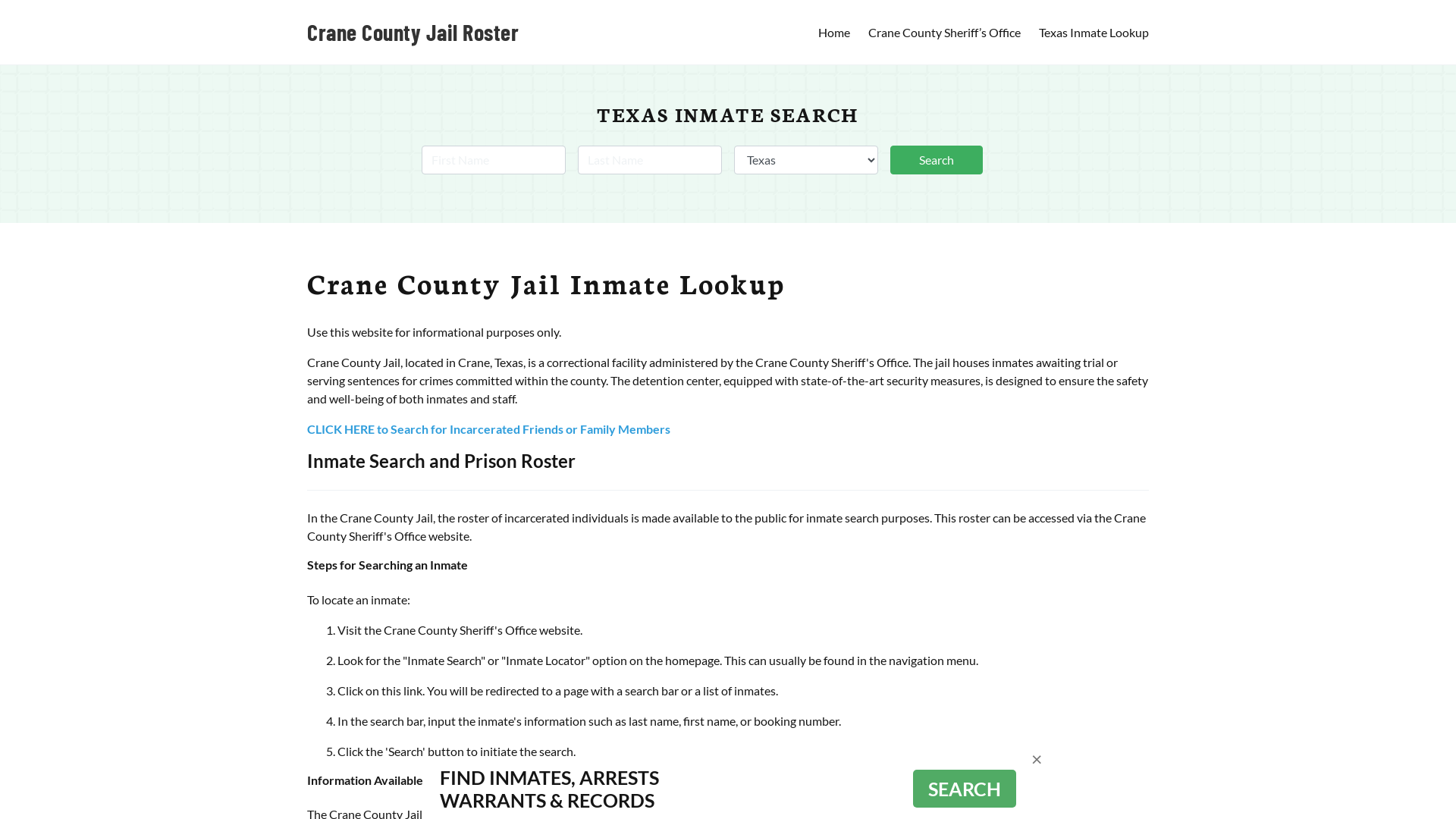 Crane County Jail Roster Lookup, TX, Inmate Search