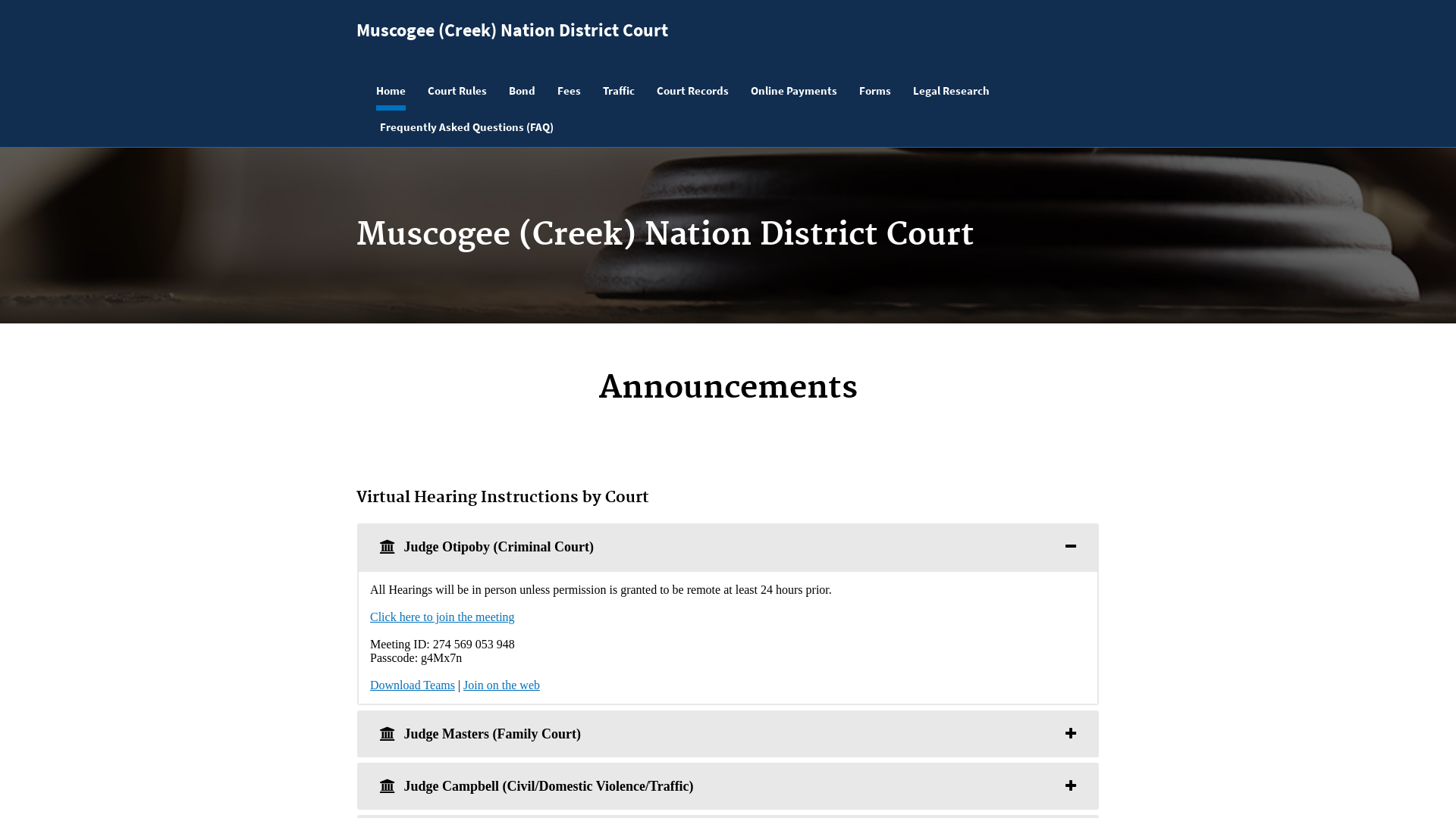 Muscogee (Creek) Nation District Court – District Court of the Muscogee (Creek) Nation