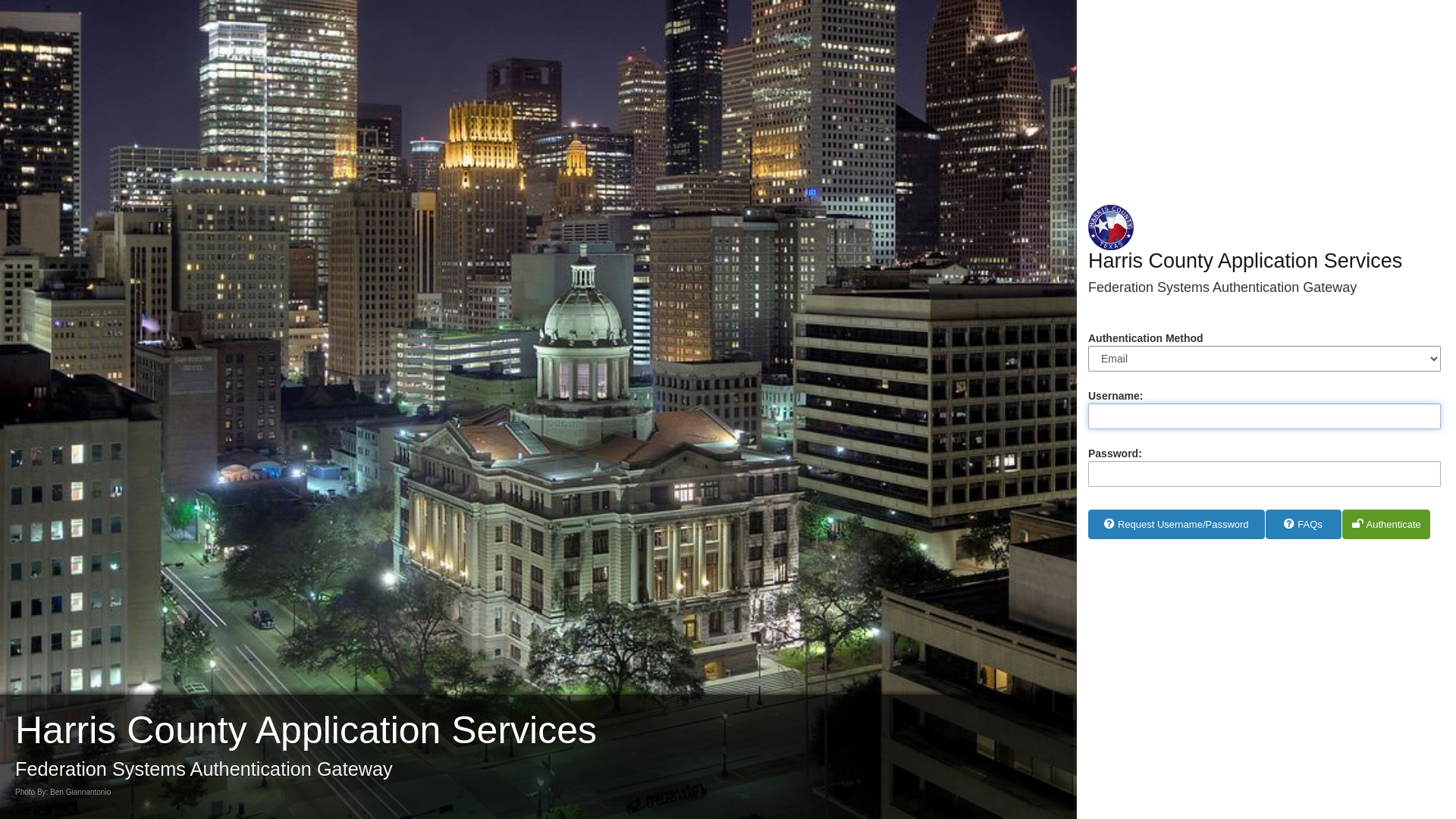 Harris County Federated Systems Authentication Portal