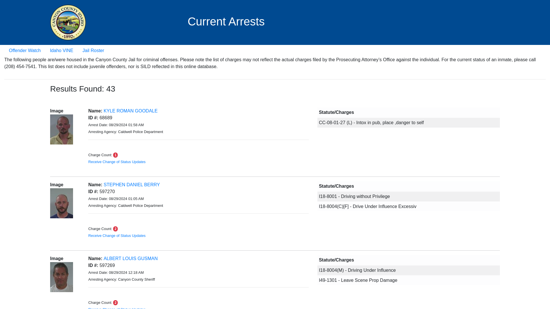 Current Arrests