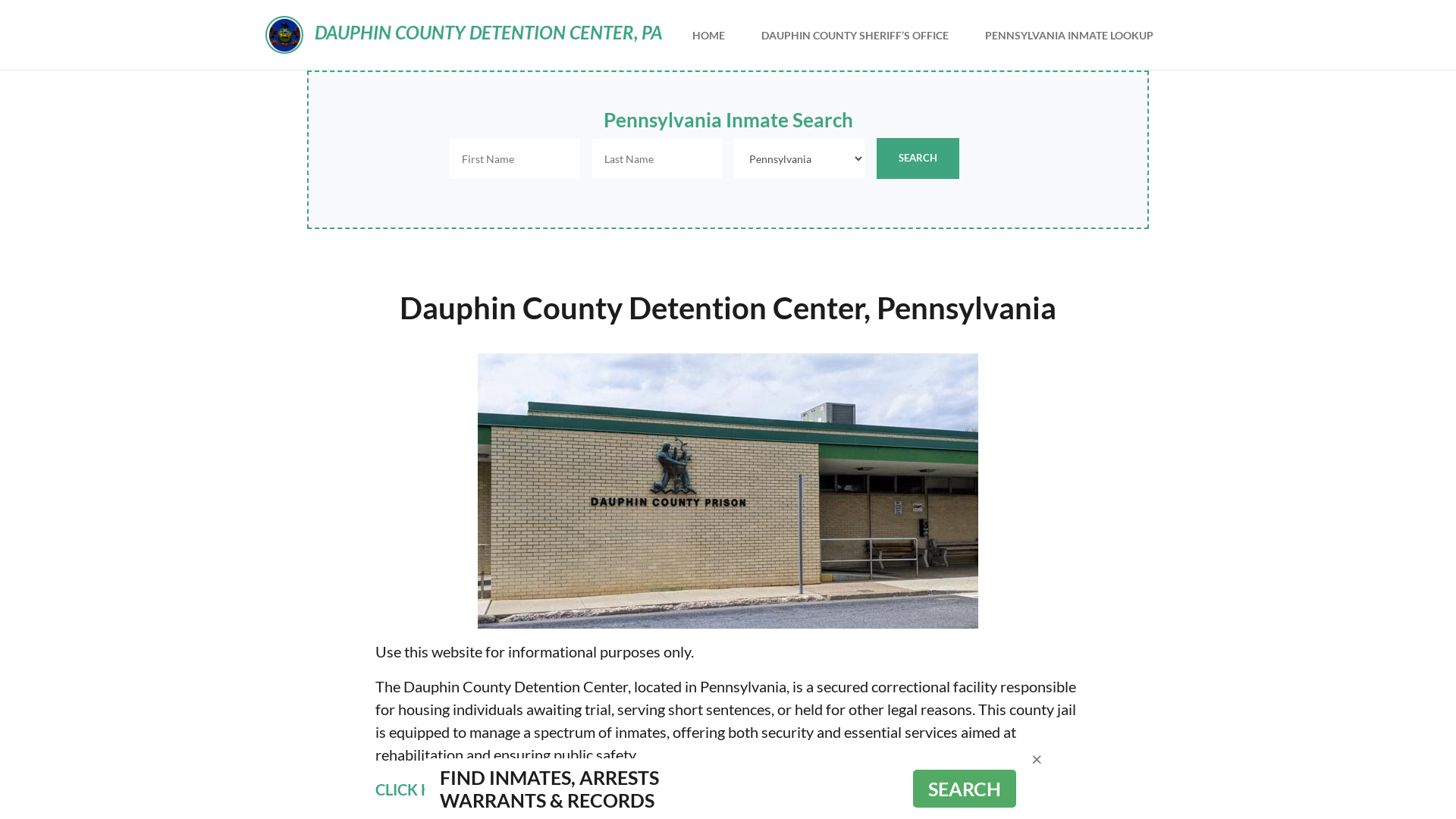 Dauphin County Detention Center, PA Inmate Roster, Offender Search