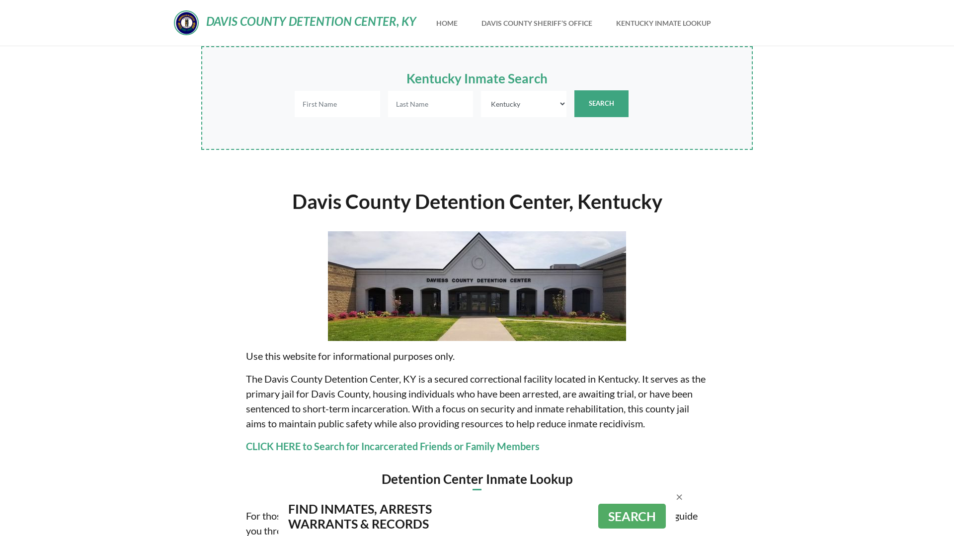 Davis County Detention Center, KY Inmate Roster, Offender Search