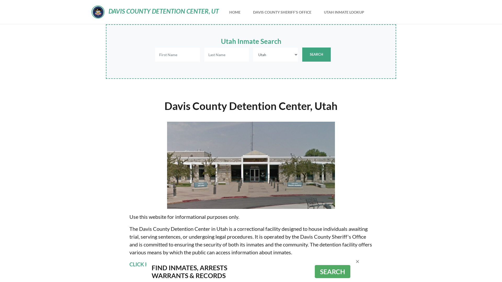 Davis County Detention Center, UT Inmate Roster, Offender Search