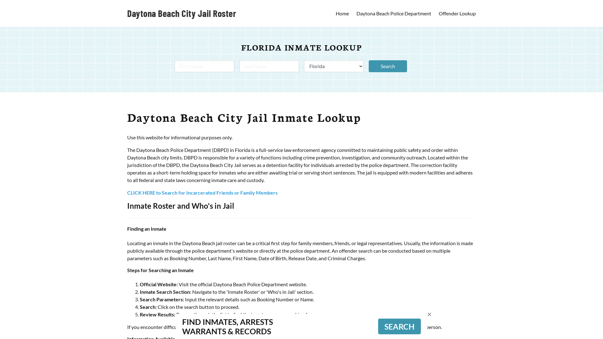 Daytona Beach City Jail, FL Inmate Search, Jail Roster, Bookings