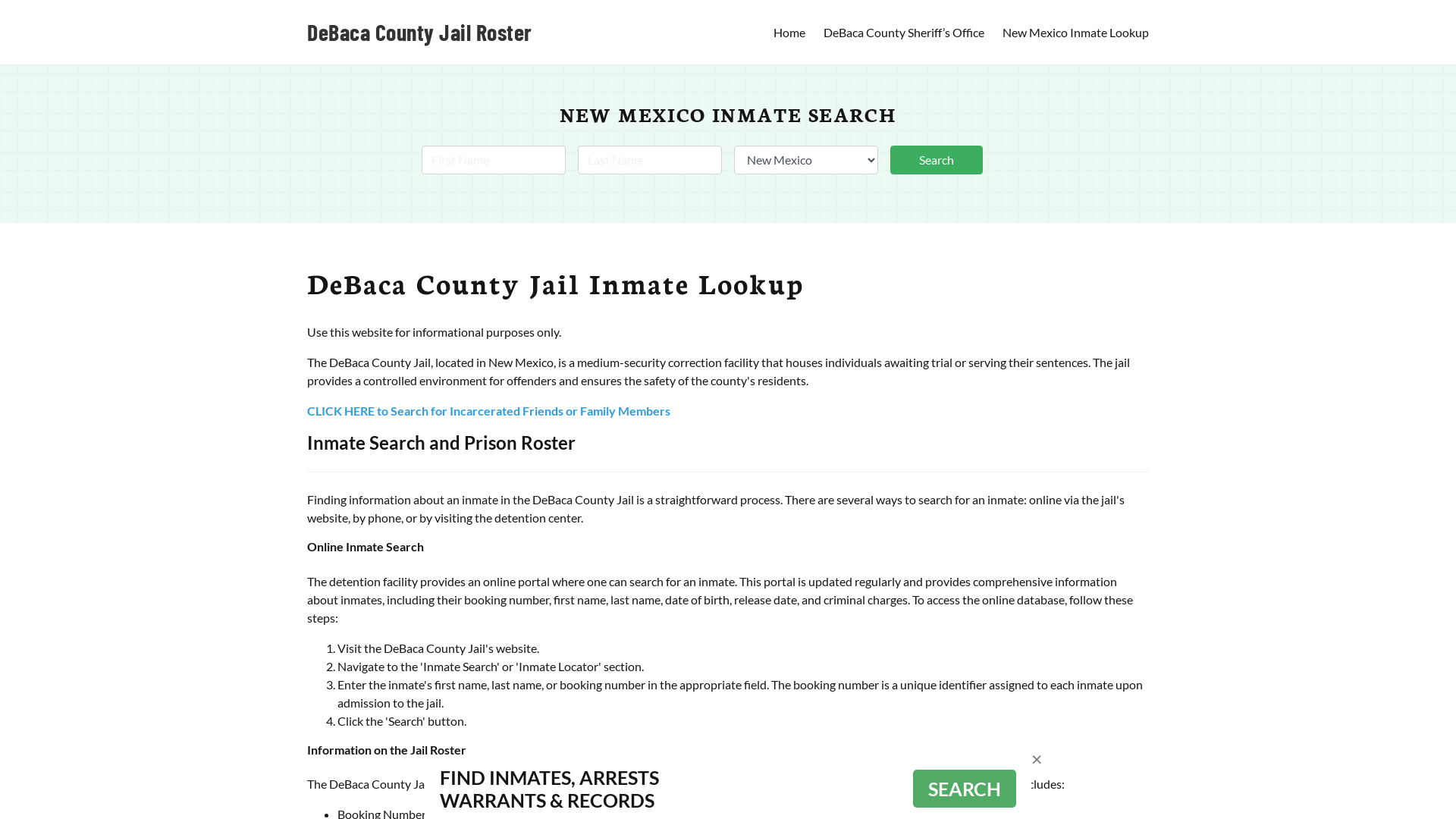 DeBaca County Jail Roster Lookup, NM, Inmate Search