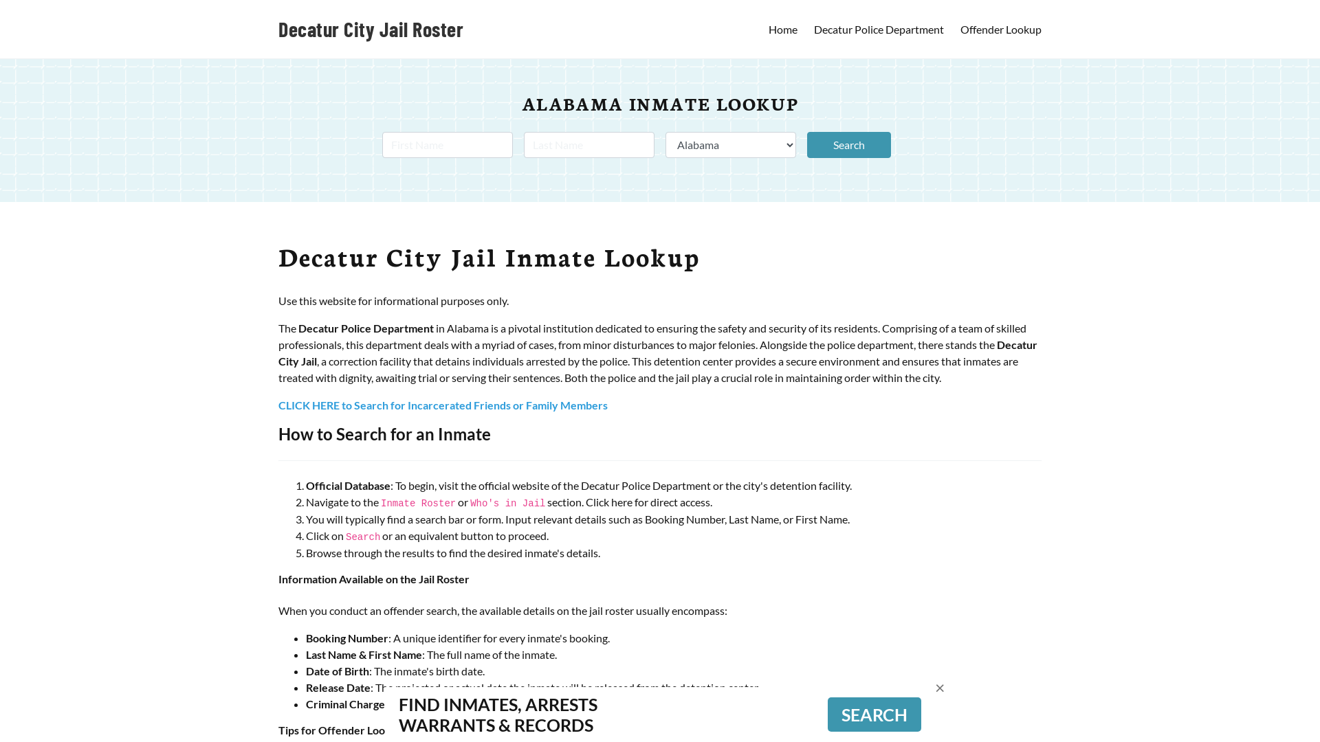 Decatur City Jail, AL Inmate Search, Jail Roster, Bookings