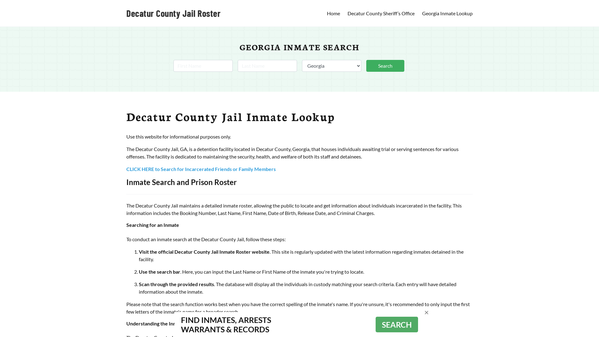 Decatur County Jail Roster Lookup, GA, Inmate Search