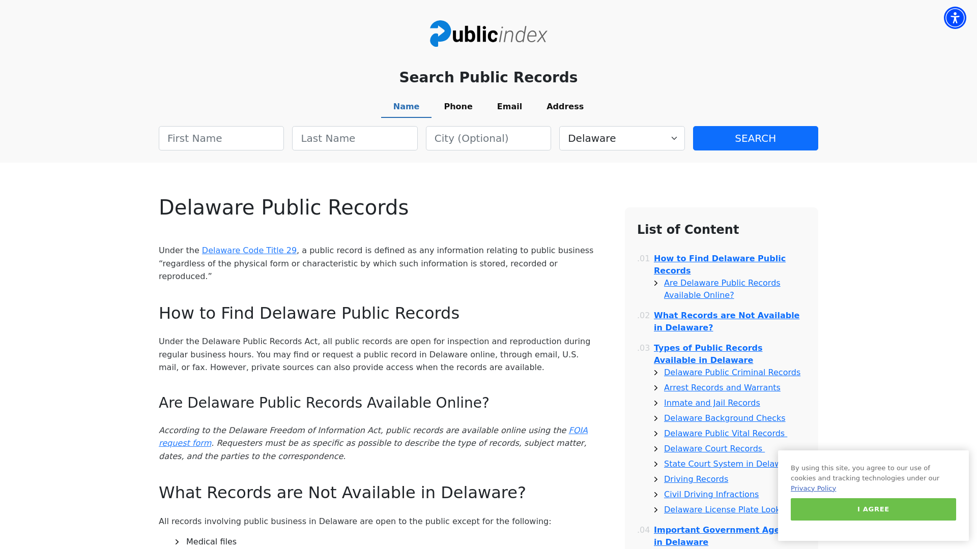 Delaware Public Records Online - ThePublicIndex