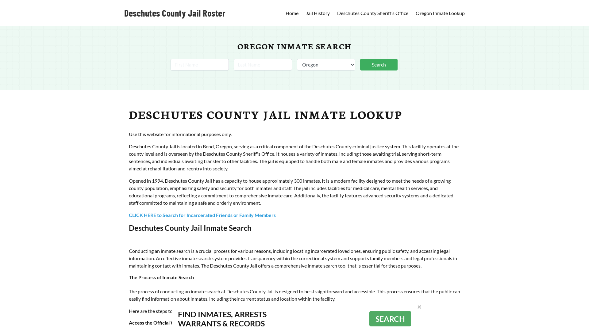 Deschutes County Jail Roster Lookup, OR, Inmate Search