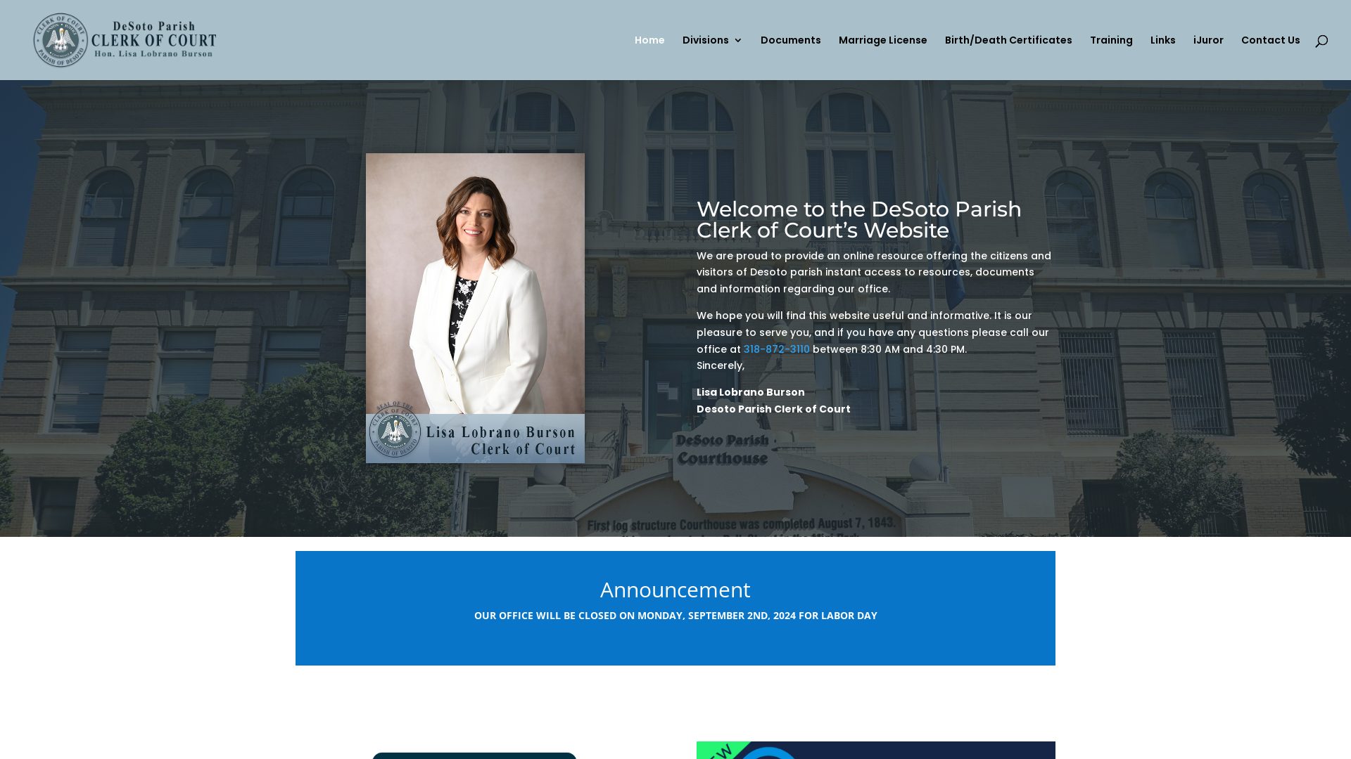 DeSoto Parish Clerk of Court | Honorable Lisa Lobrano Burson