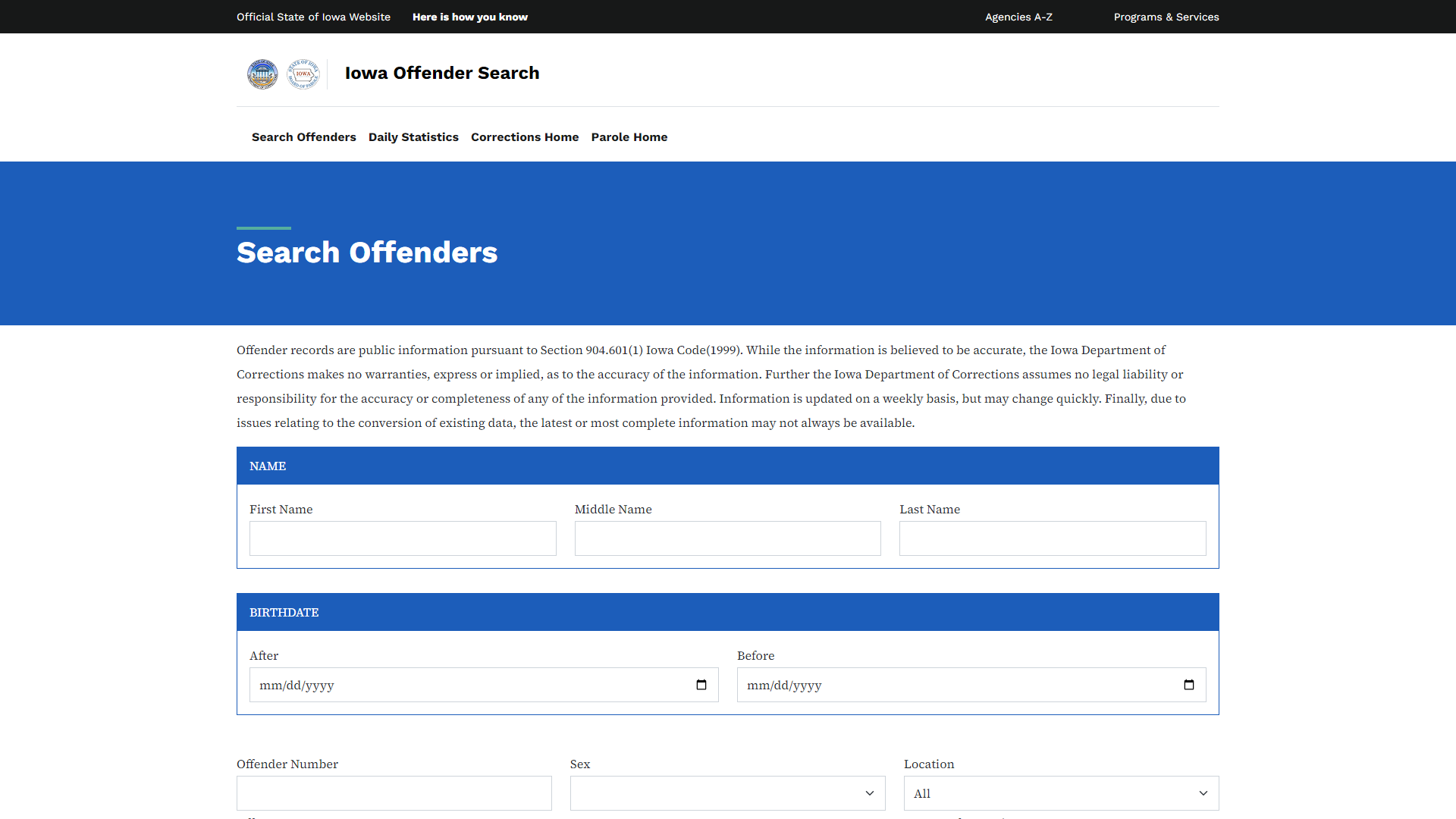 Search Offender - DOC Offender