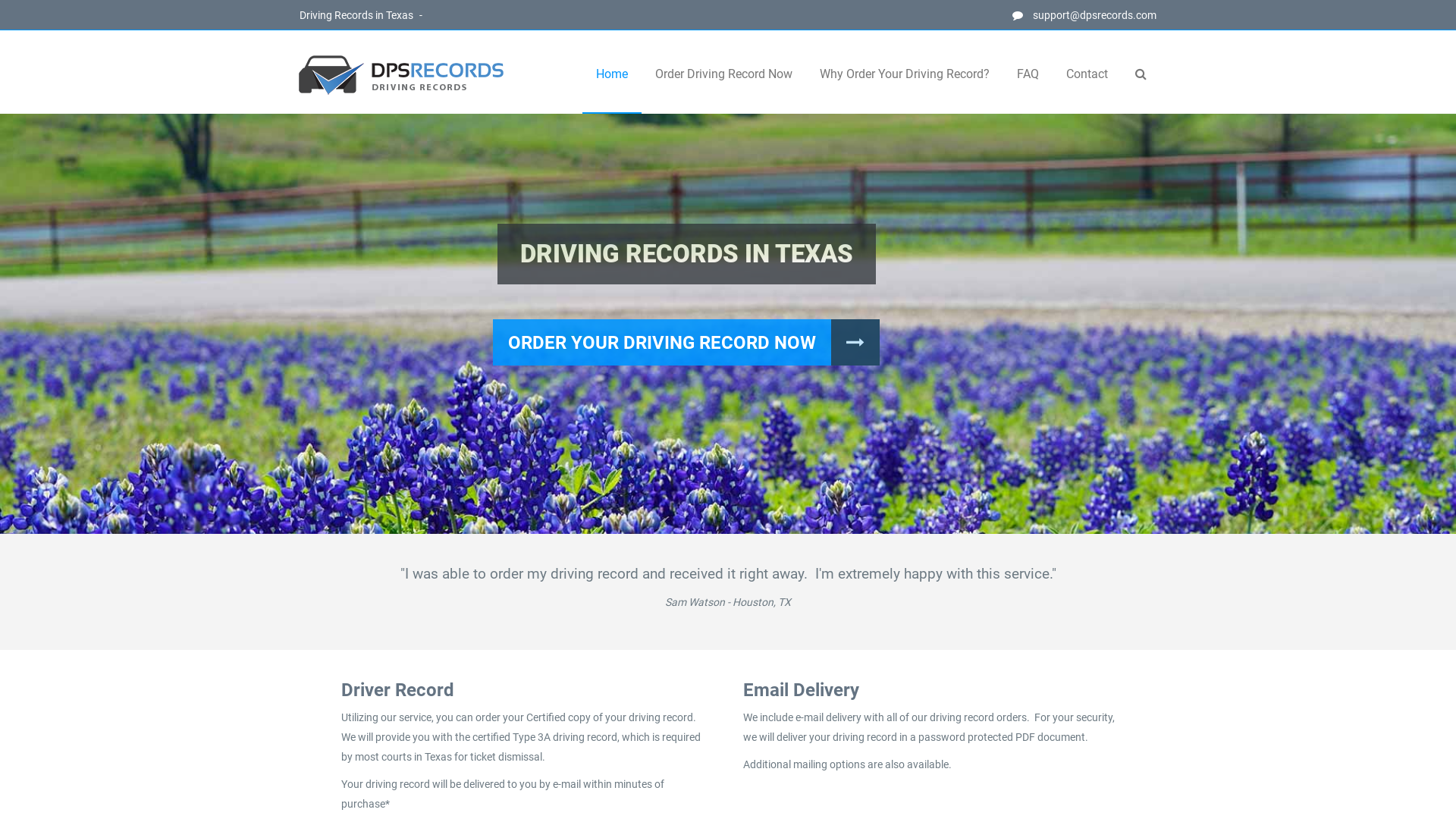 Texas Driving Record Order with Immediate Processing