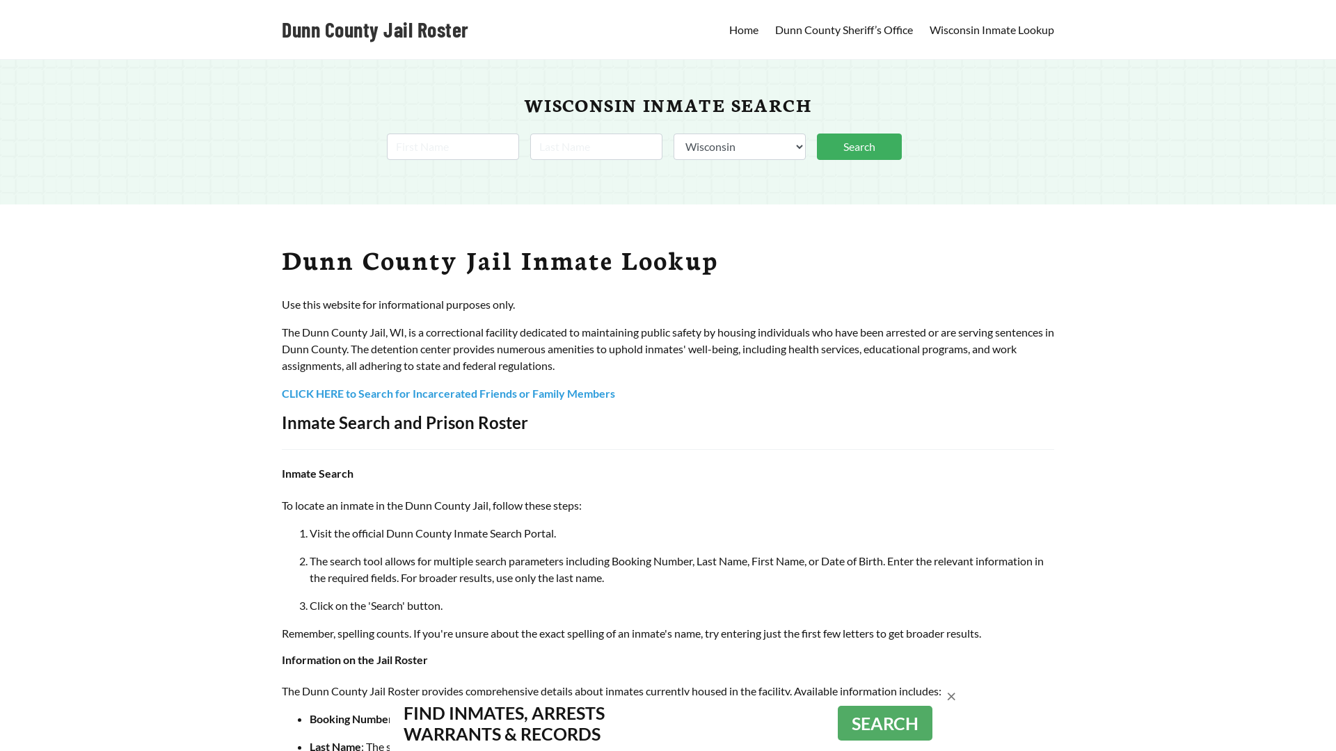 Dunn County Jail Roster Lookup, WI, Inmate Search