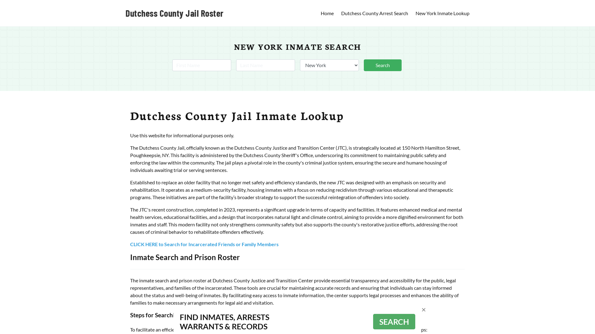 Dutchess County Jail Roster Lookup, NY, Inmate Search