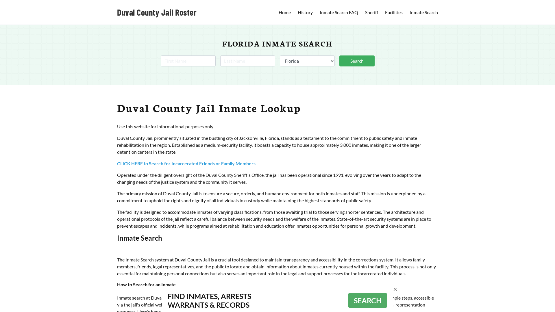 Duval County Jail Roster Lookup, FL, Inmate Search