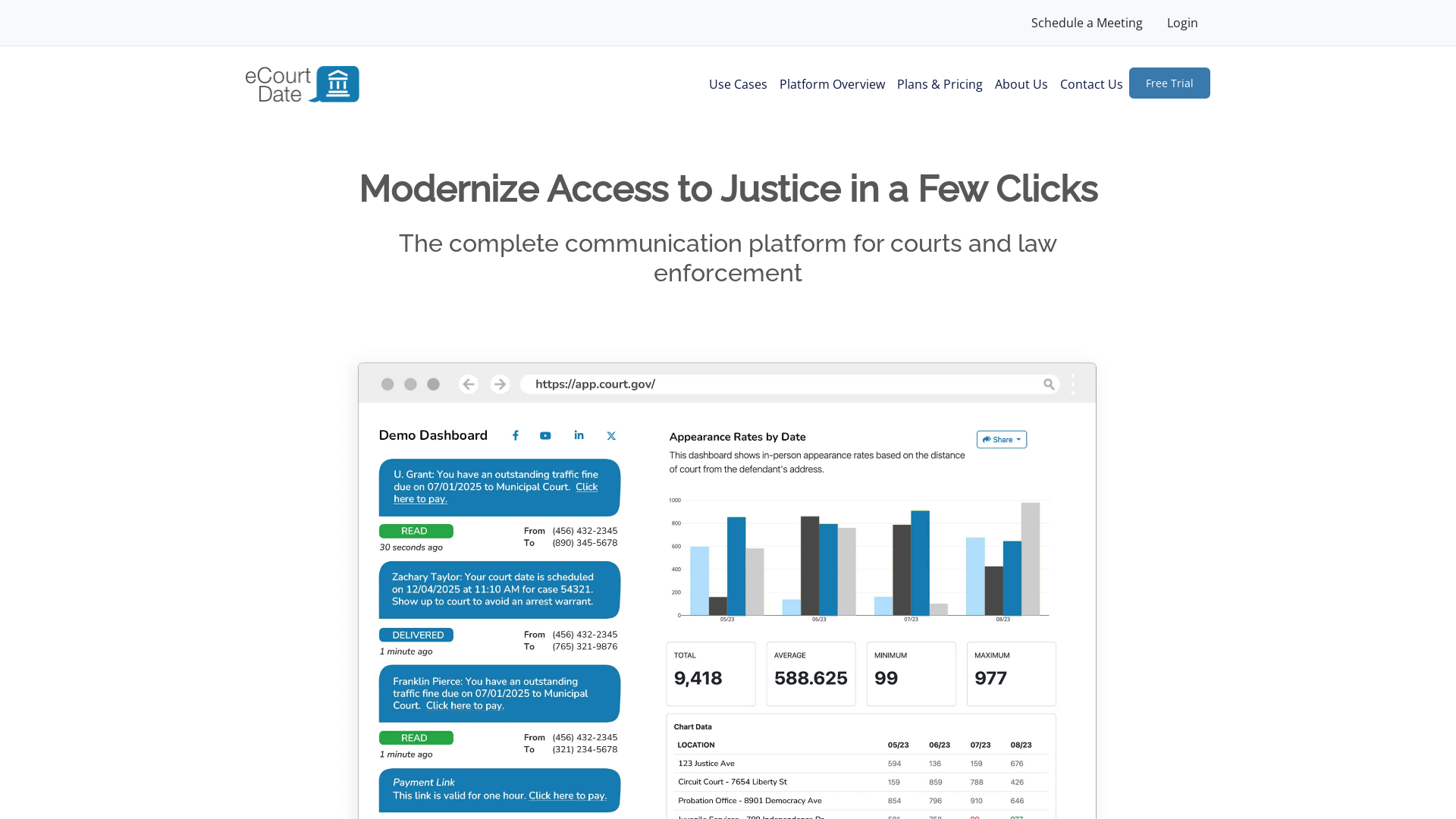 Communications and Data Platform for Courts and Law Enforcement