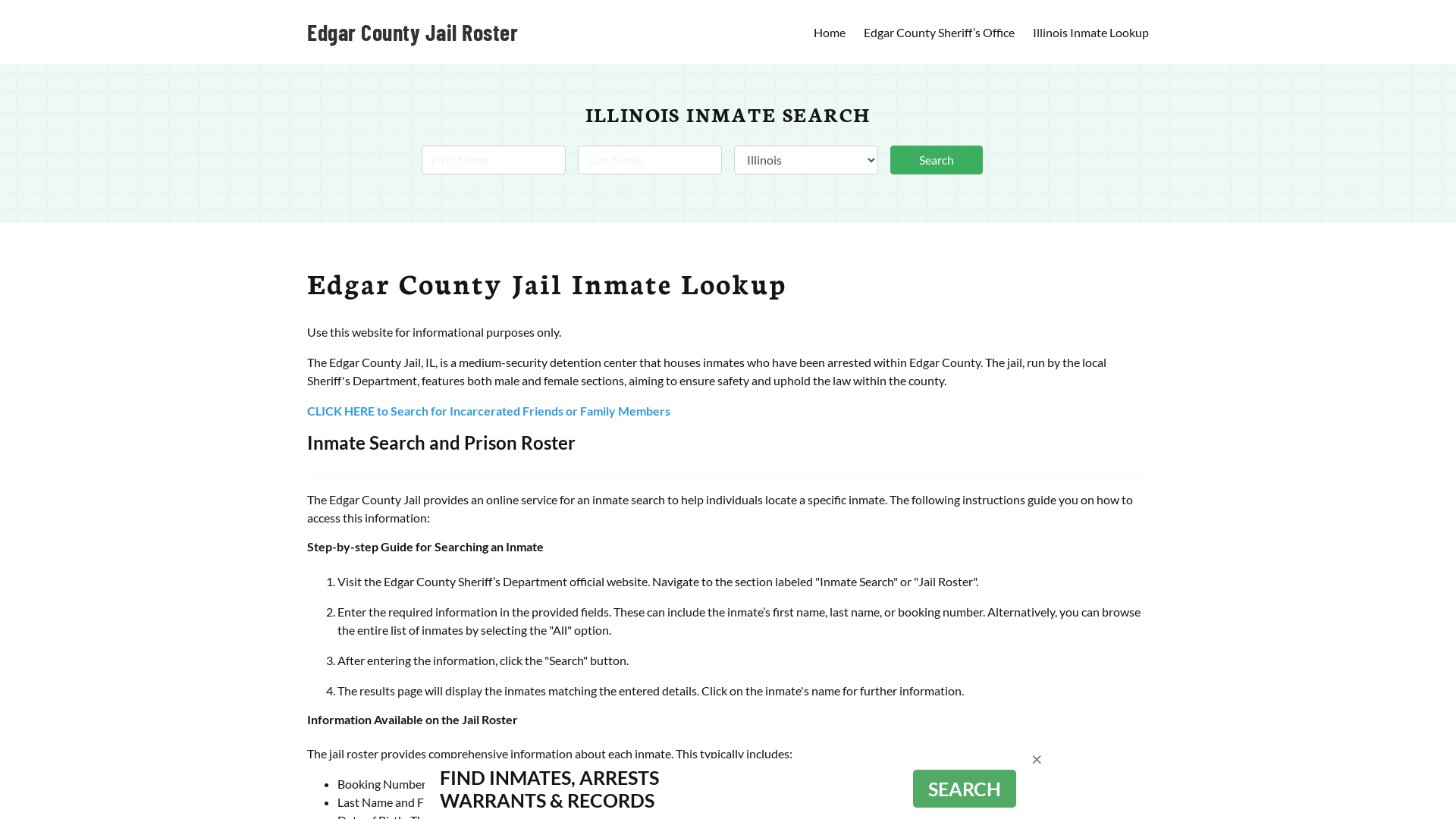 Edgar County Jail Roster Lookup, IL, Inmate Search