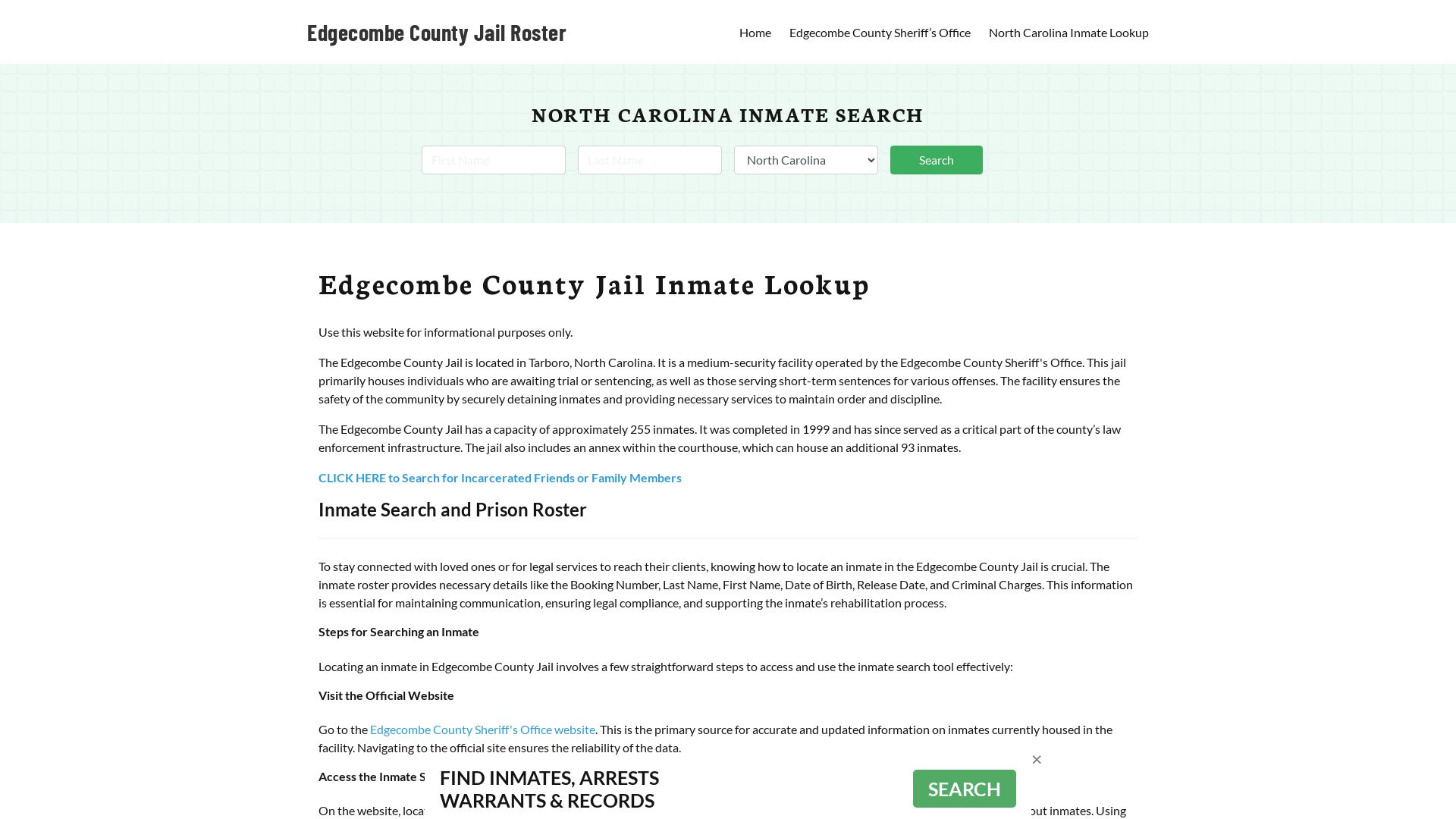 Edgecombe County Jail Roster Lookup, NC, Inmate Search