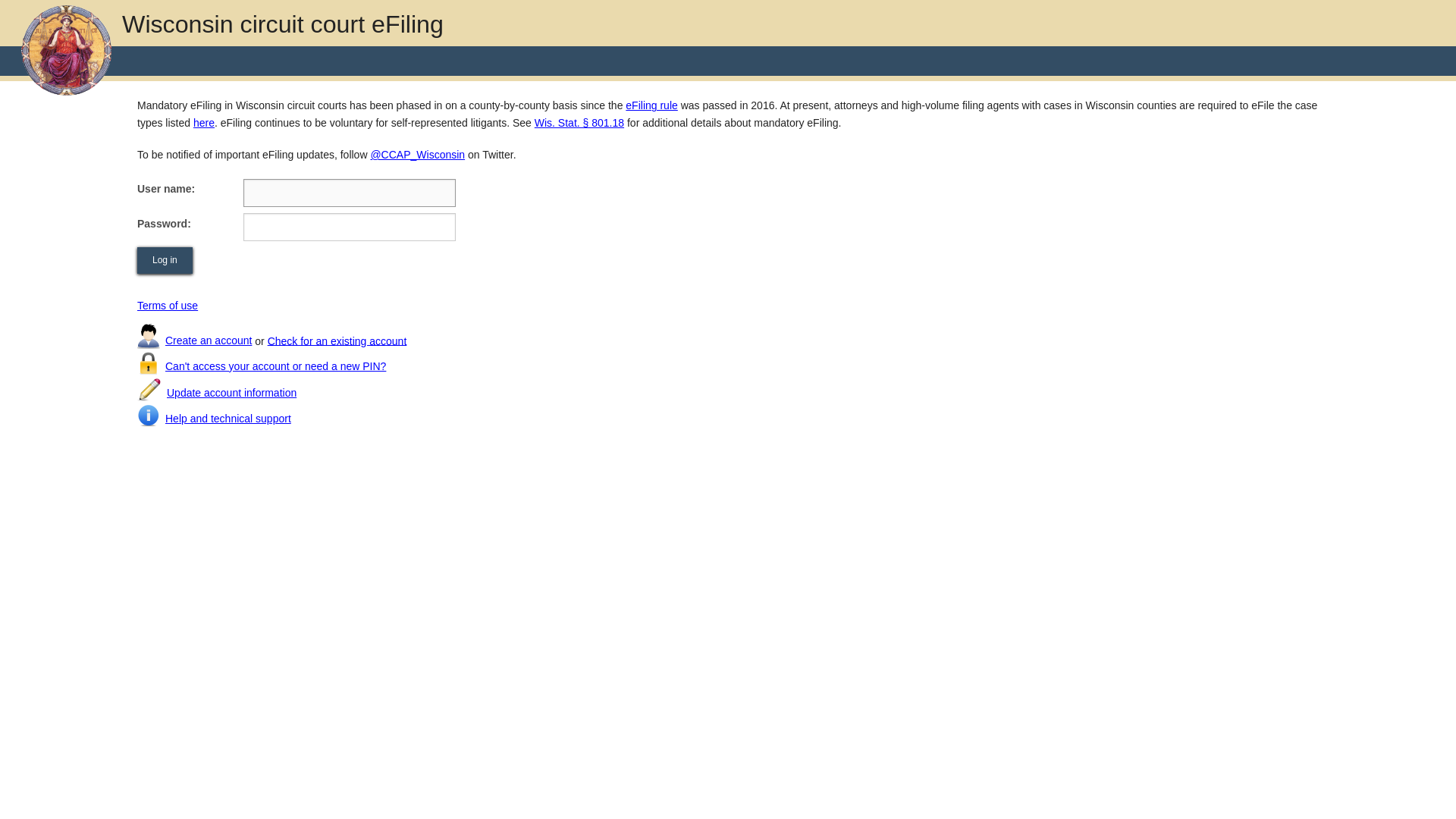 Wisconsin Court System - Log in to Wisconsin eCourts