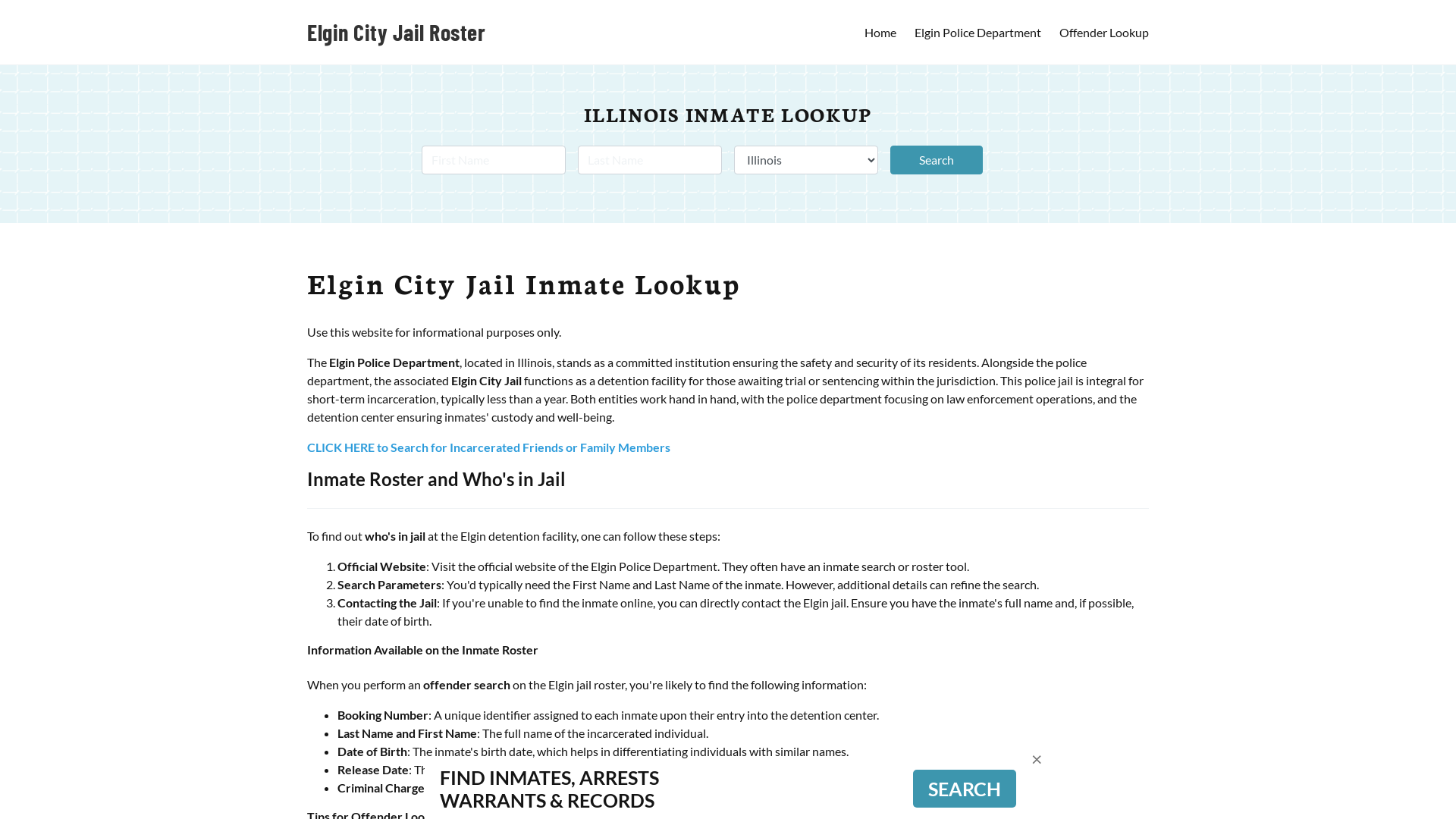 Elgin City Jail, IL Inmate Search, Jail Roster, Bookings