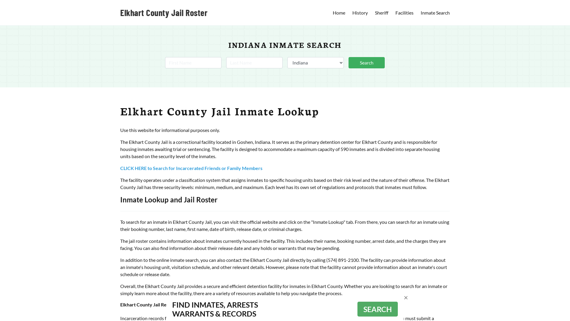 Elkhart County Jail Roster Lookup, IN, Inmate Search