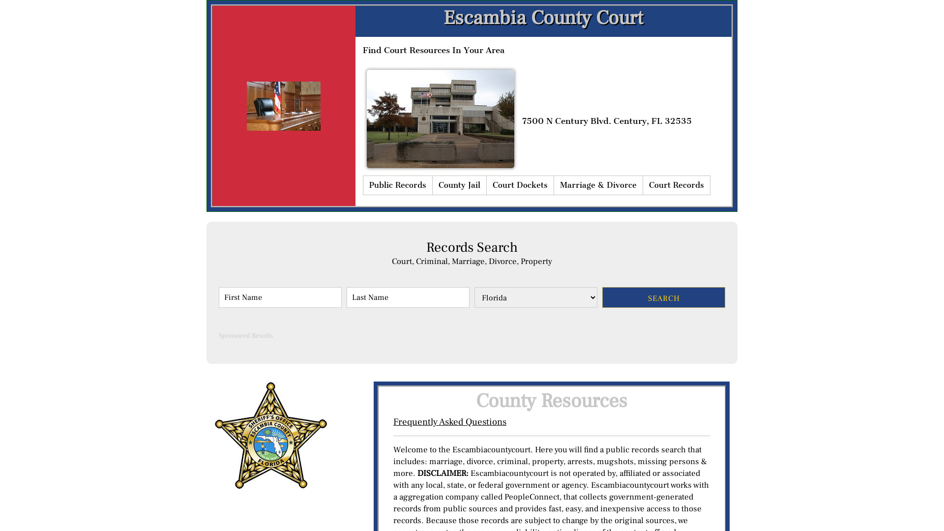 Escambia County Court | Records Search